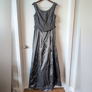 NWT Vintage JS Collections Silver Gray Gown Sequins